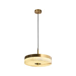 Marble Disc Pendant Light – Modern Luxury Ceiling Lamp with Brass Accents