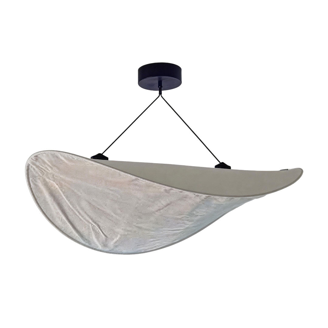 Modern Chip-Shaped LED Chandelier with Silk Shade, Oversized Ceiling Light