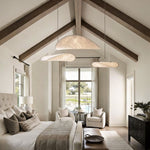 Modern Chip-Shaped LED Chandelier with Silk Shade, Oversized Ceiling Light