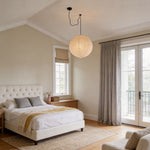 Japanese Paper Pendant Light with Adjustable Cord, Warm Ambient Ceiling Lamp