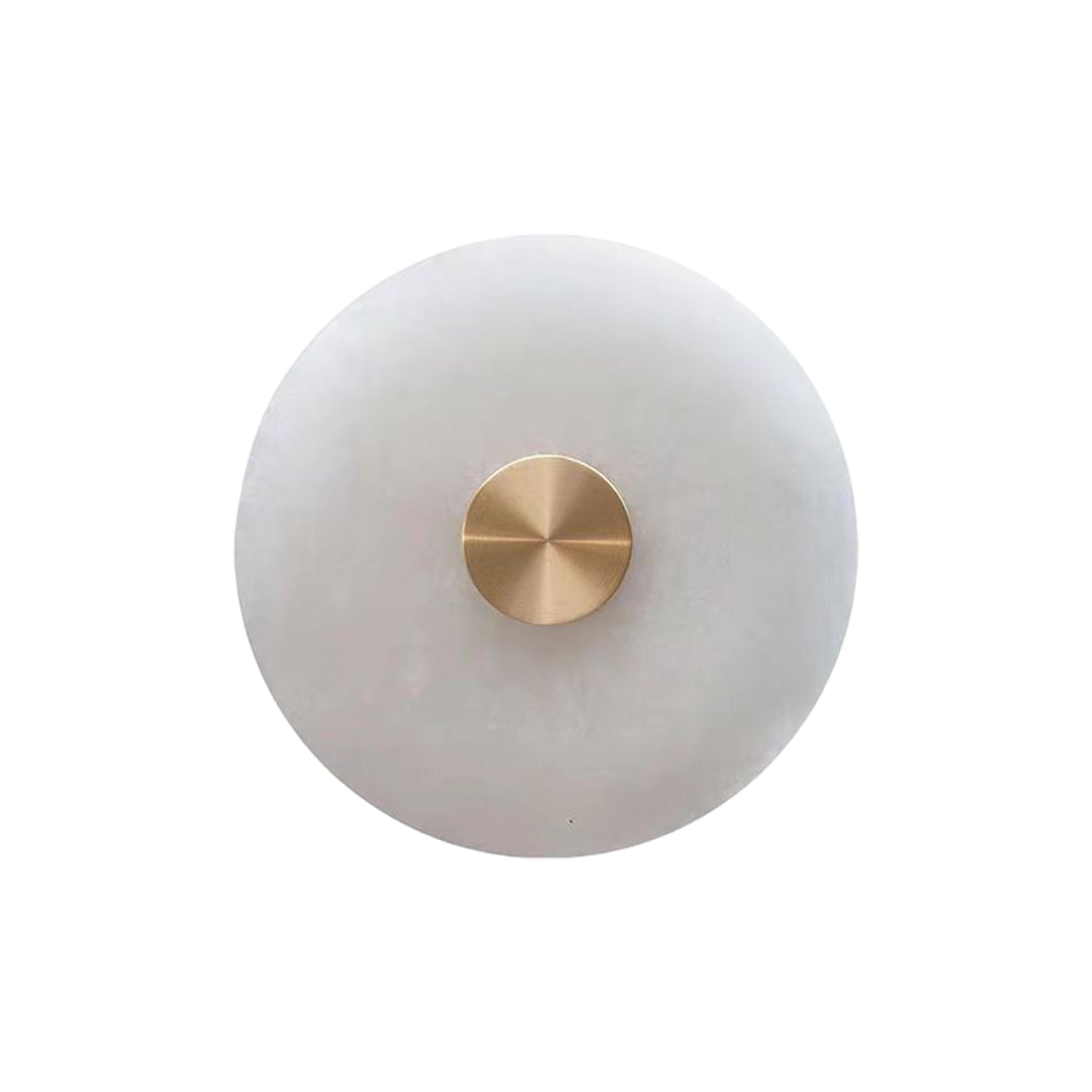 Round Marble Wall Sconce with Brass Accent – Modern Nordic LED Lighting