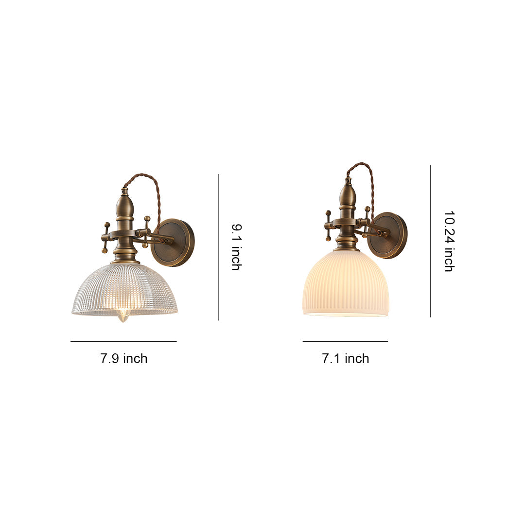 Vintage Brass Wall Sconce with Clear Glass Shade for Reading