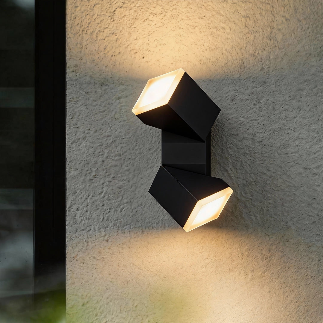 Modern Outdoor Wall Sconce with Motion Sensor, Black Aluminum LED Courtyard Light