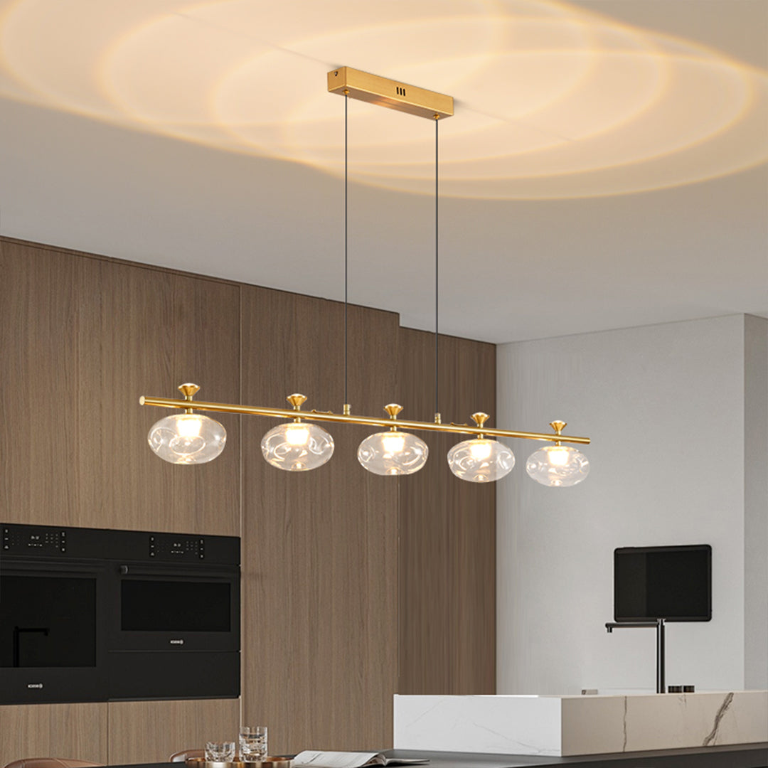 Linear Glass Chandelier Modern Minimalist Pendant Light for Dining Room and Living Room