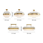 Full Copper Modern Chandelier with Clear Glass Shade for Dining Room and Living Room