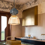 Aurelia Industrial Pendant Light in Gray Aluminum with Clear Shade