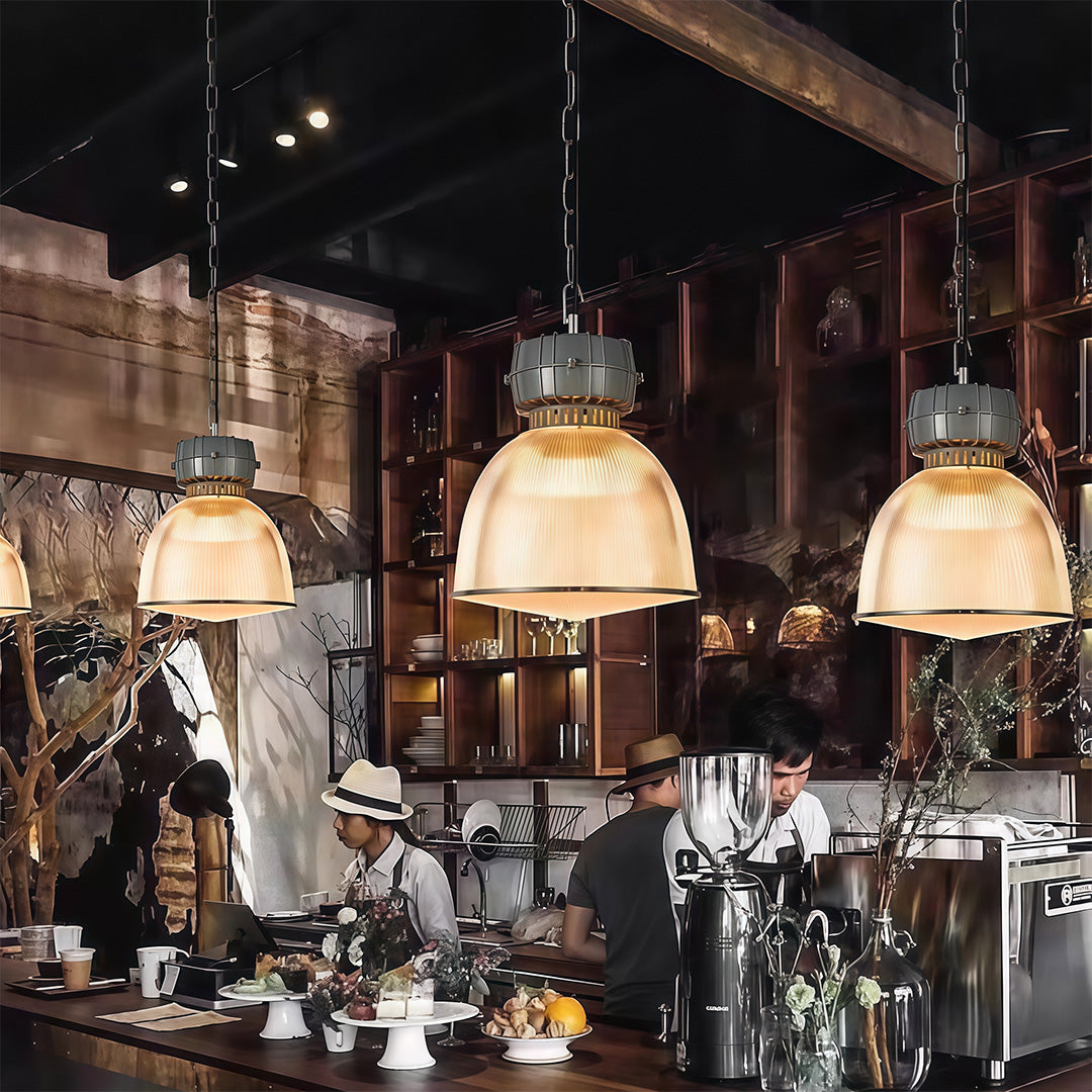 Aurelia Industrial Pendant Light in Gray Aluminum with Clear Shade