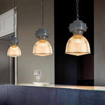 Aurelia Industrial Pendant Light in Gray Aluminum with Clear Shade