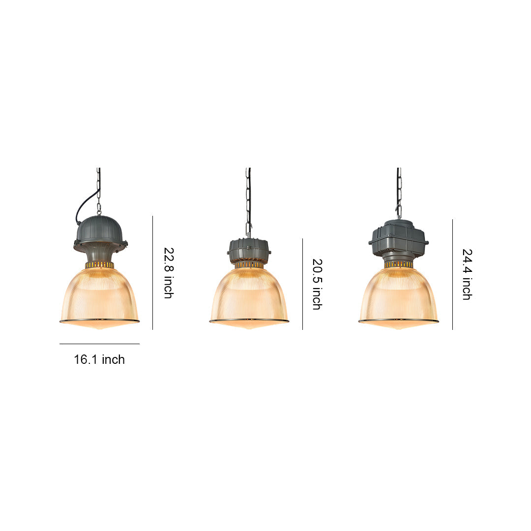 Aurelia Industrial Pendant Light in Gray Aluminum with Clear Shade
