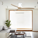 Aria Wooden Ceiling Fan with Integrated LED Light – Modern Flush Mount Fandelier