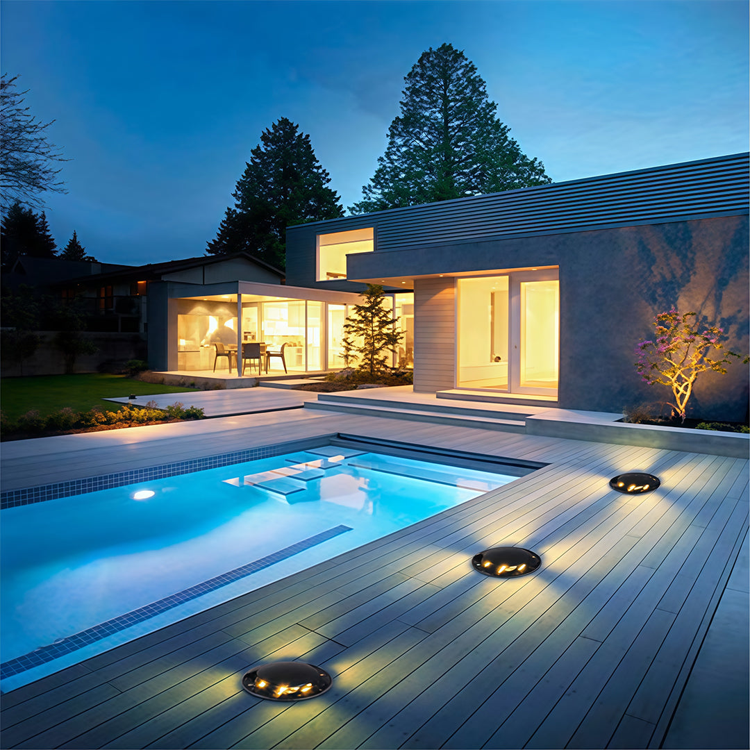 Minimalist Side-Lit Outdoor Well Lights – 3000K Warm LED In-Ground Cylinder