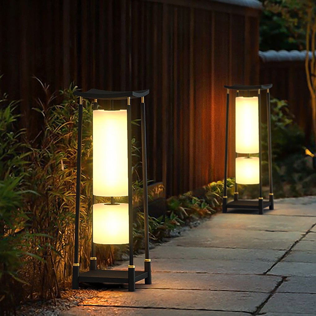 Solar LED Outdoor Lanterns with Asian-Inspired Design