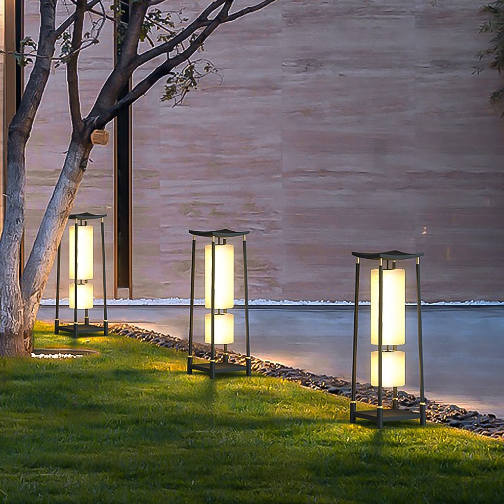 Solar LED Outdoor Lanterns with Asian-Inspired Design