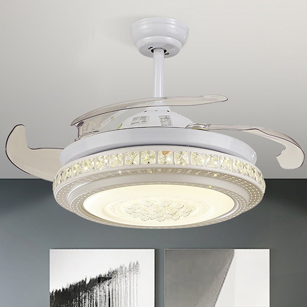 AuraSilent LED Ceiling Fan Chandelier with Remote Control and Reversible Airflow