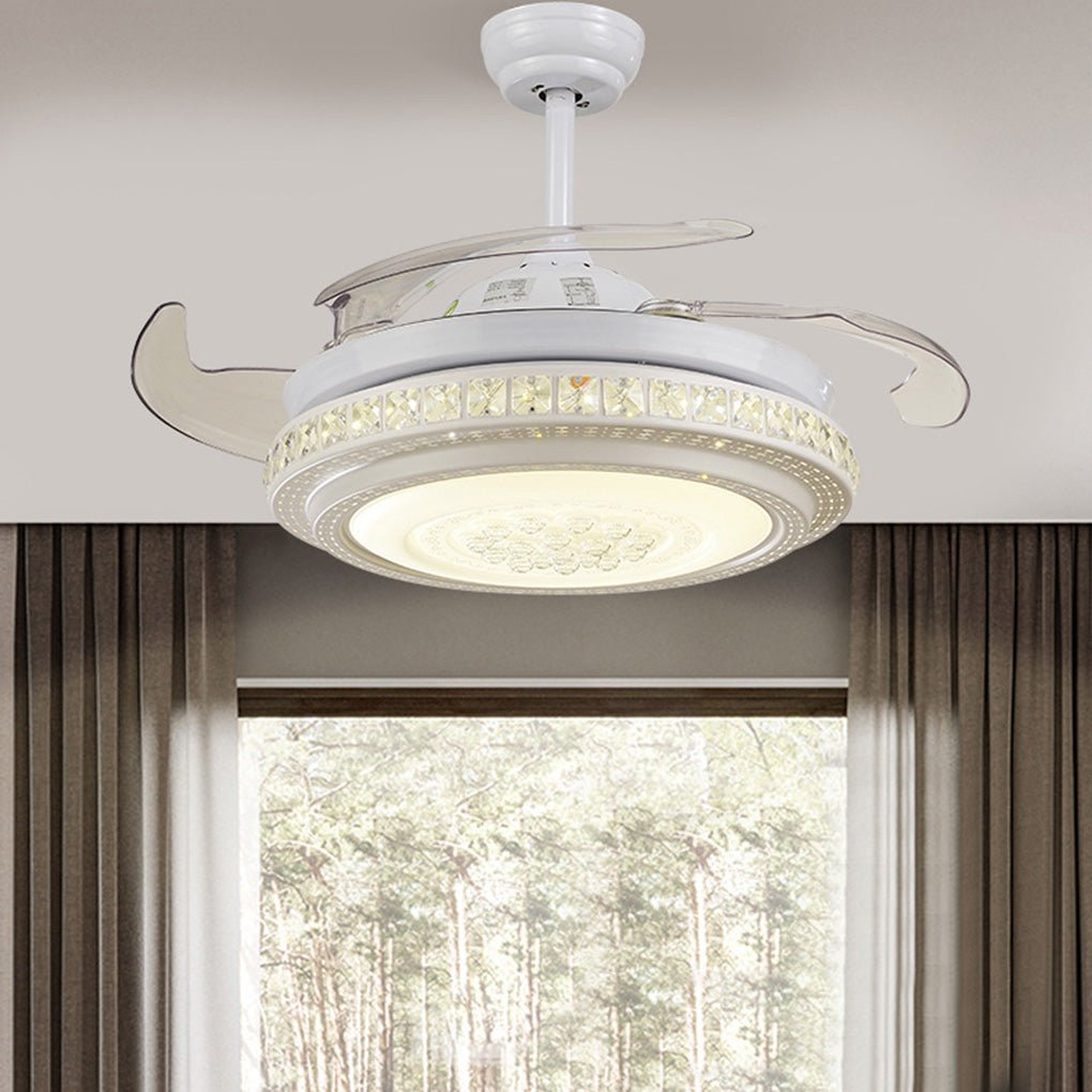 AuraSilent LED Ceiling Fan Chandelier with Remote Control and Reversible Airflow