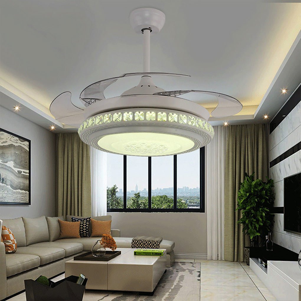 AuraSilent LED Ceiling Fan Chandelier with Remote Control and Reversible Airflow
