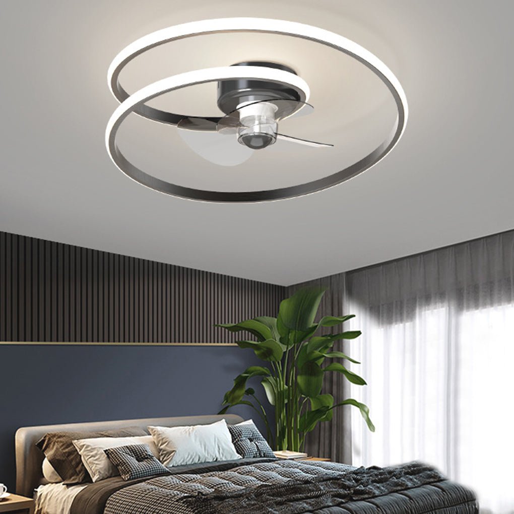 Inverter Stepless Dimming Led Ceiling Fan Light With Remote Control For Living Room Bedroom