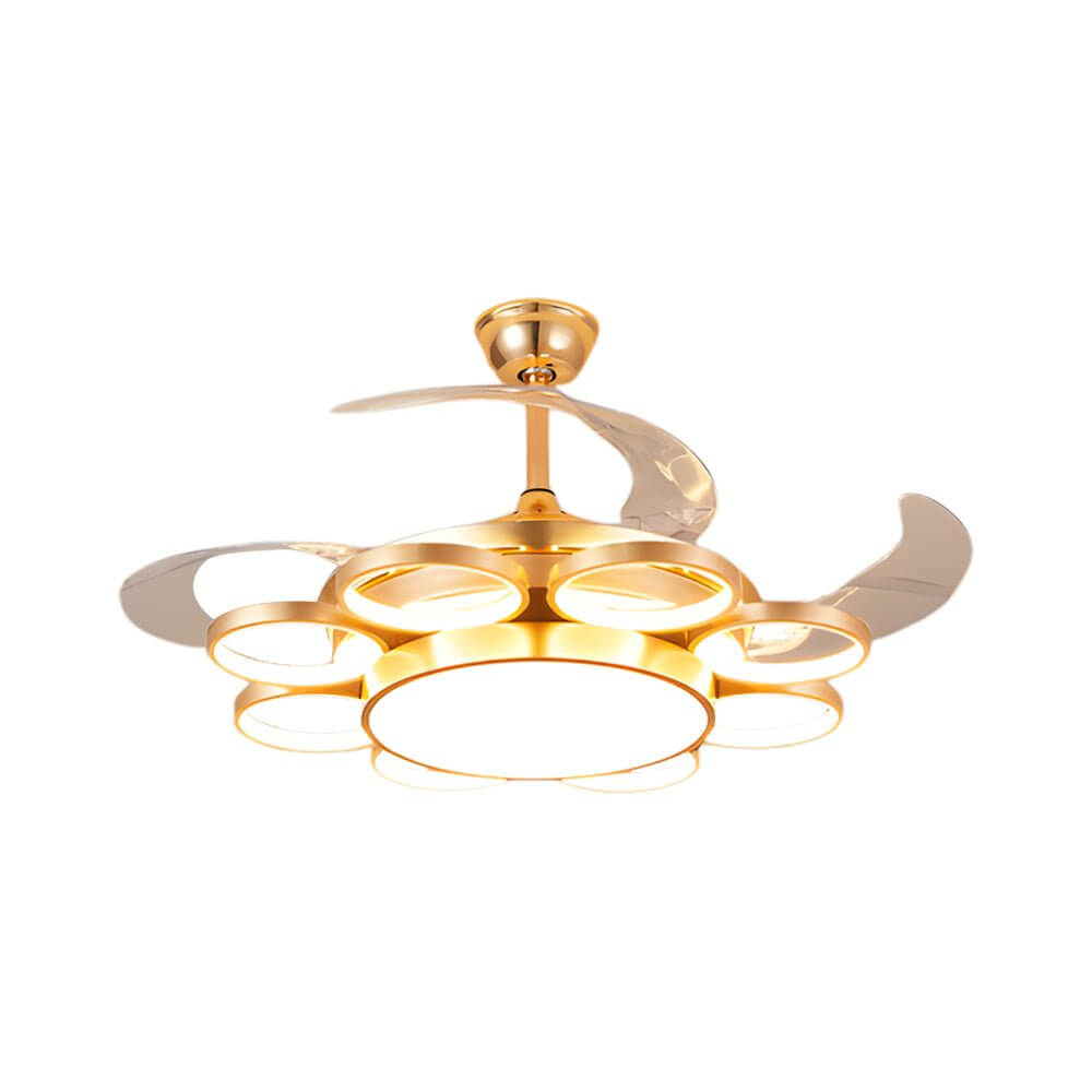 Lumina Gold Ceiling Fan with Integrated LED Light – Modern Nordic Designer Fan