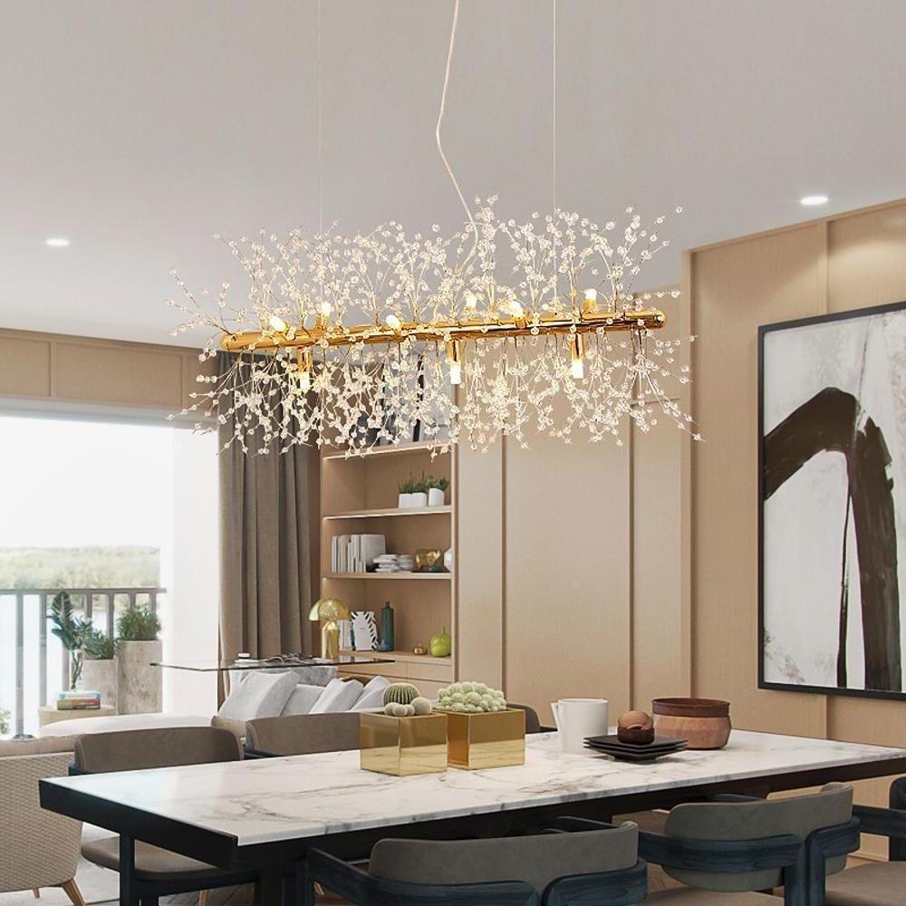 Luxury Modern Led Pendant Light With Electroplated Metal Crystal Design E26 E27 Compatible