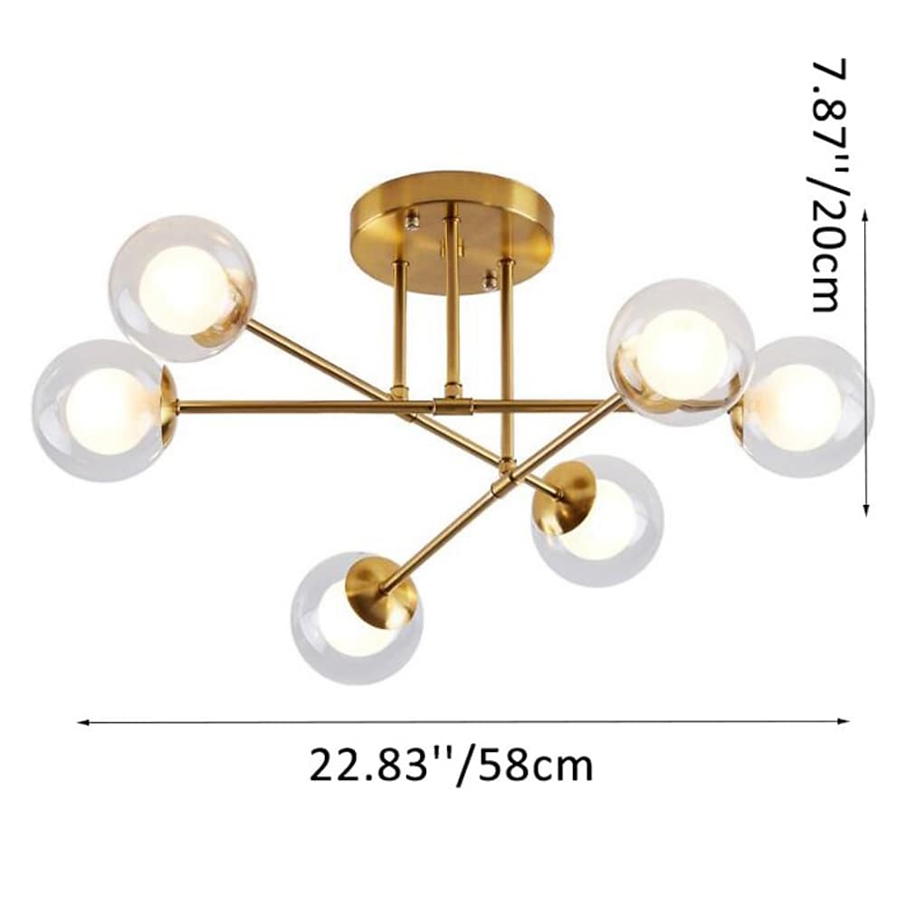 Aurelia Six-Light Sputnik Chandelier in Glass and Metal