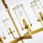 Modern Glass Island Chandelier with Copper Frame for Dining Room and Kitchen