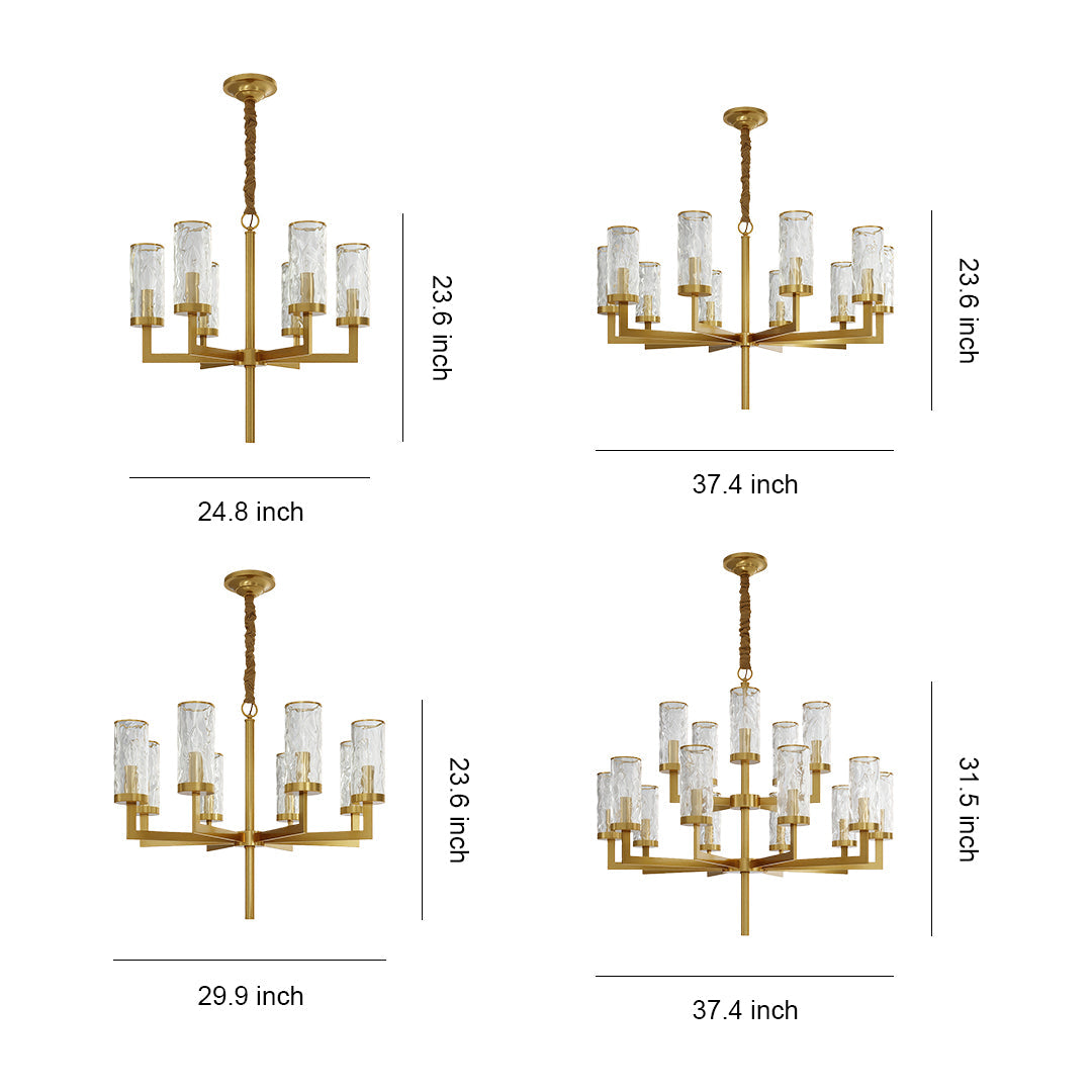 Modern Glass Island Chandelier with Copper Frame for Dining Room and Kitchen