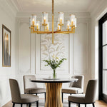 Modern Glass Island Chandelier with Copper Frame for Dining Room and Kitchen
