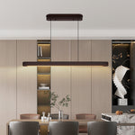 Linear Pendant Light with Walnut Wood Accents, Japanese Minimalist Island Lighting