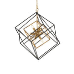Geometric Iron and Acrylic Pendant Light with Gold Accents