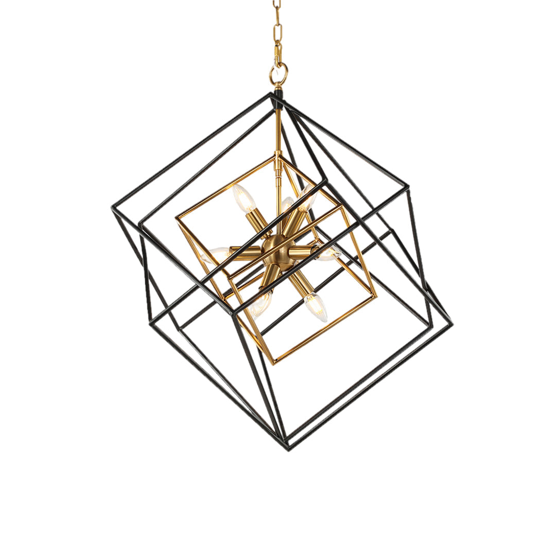 Industrial Dual-Color Iron Square Pendant Light with Acrylic Shade