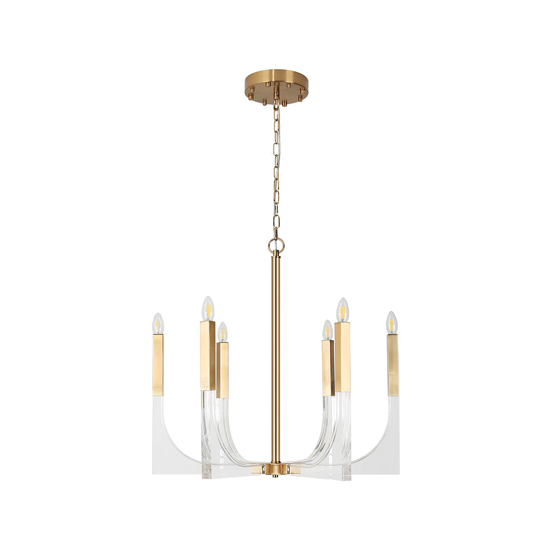 Aurelia Acrylic Chandelier – Modern Minimalist Gold Pendant Light for Dining and Living Spaces