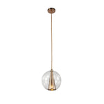 Brass Glass Ball Pendant Light with Perforated Metal Cone