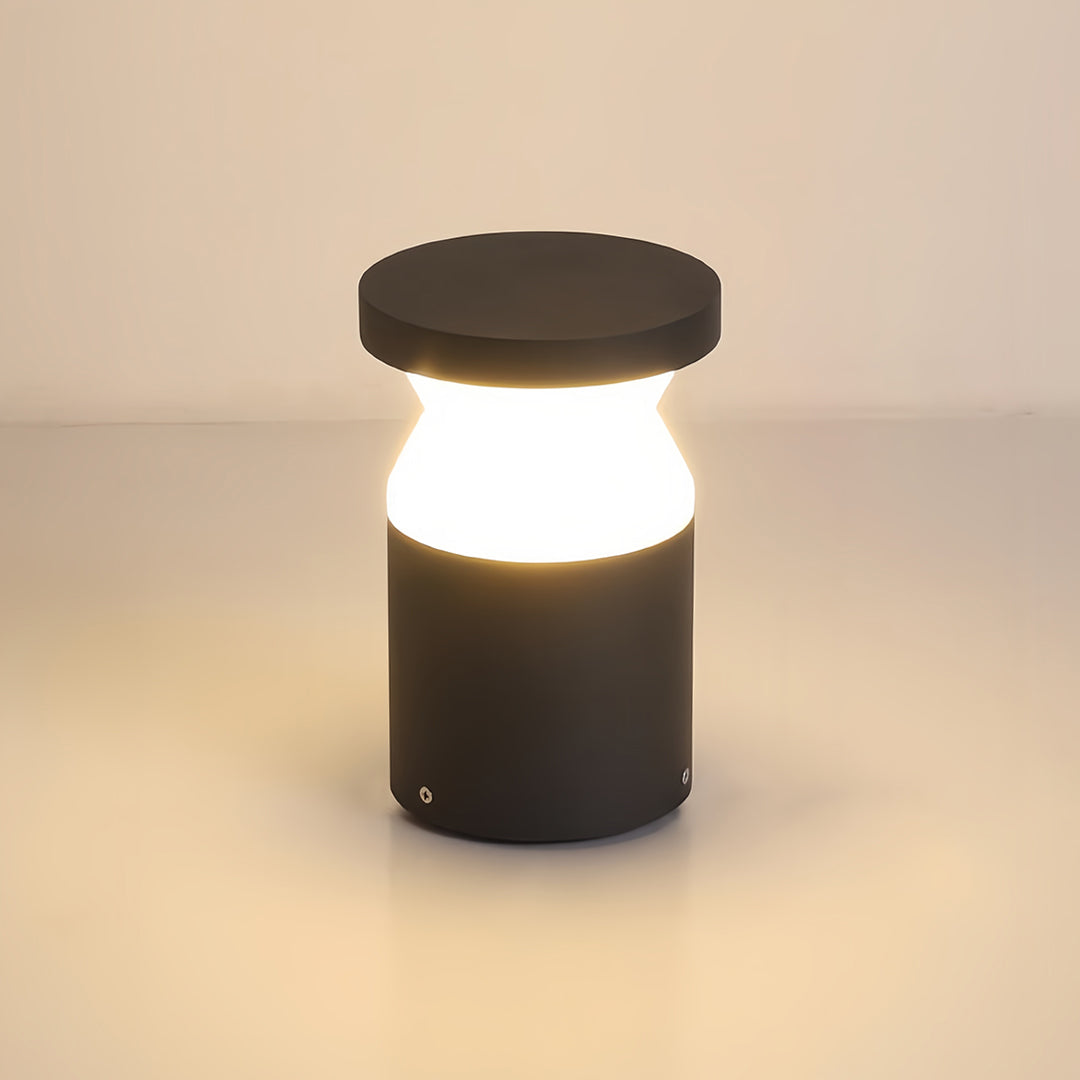 Modern Bollard Path Light in Sand Black Stainless Steel for Garden Walkways