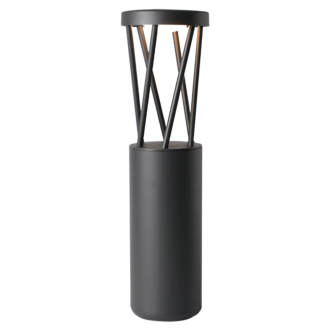Outdoor Bollard Path Lights in Sand-Black Aluminum with Warm LED Glow