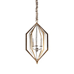 Rustic Brown Open Frame Pendant Light with Adjustable Chain