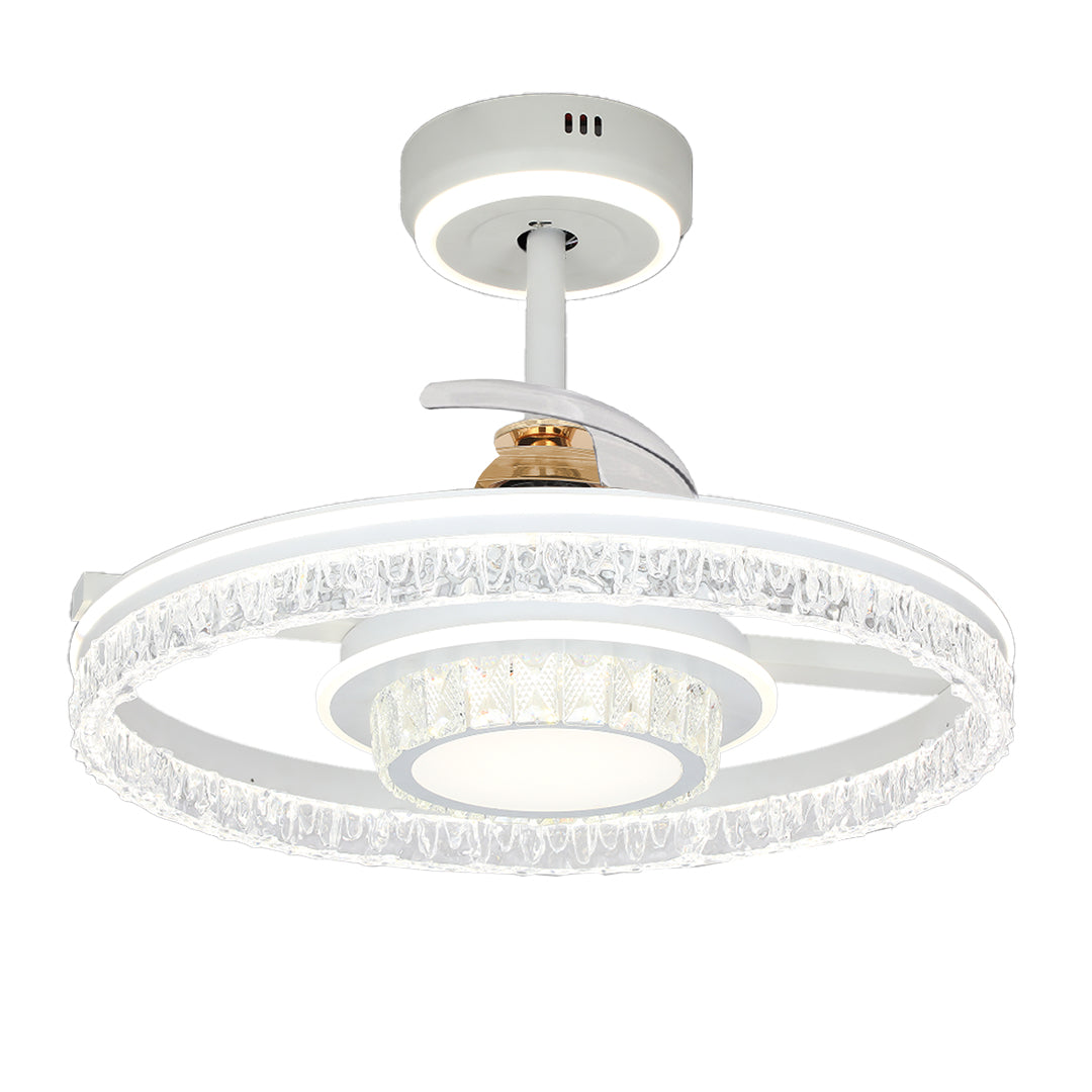 Nordic White Ceiling Fan with Integrated LED Round Light