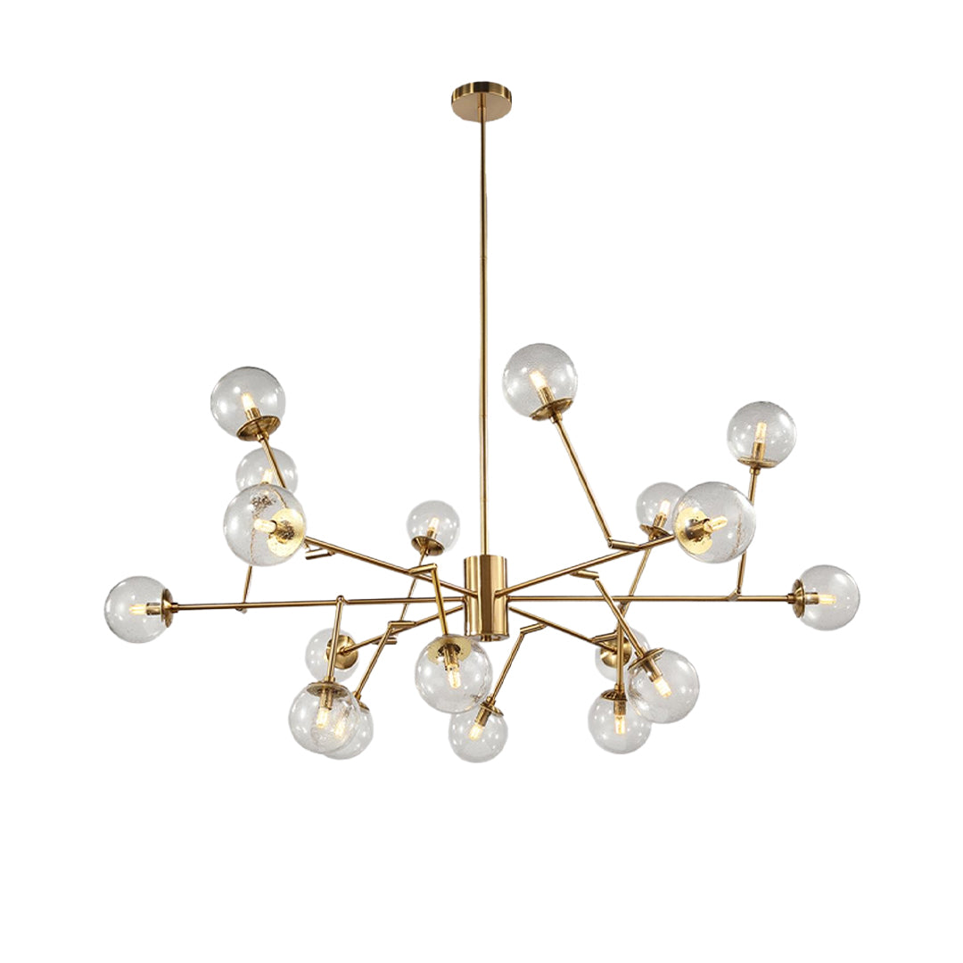 Bubble Sputnik Chandelier with Clear Glass Globes in Gold Finish
