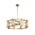 Aurelia Round Glass Chandelier in Polished Brass for Dining and Living Spaces