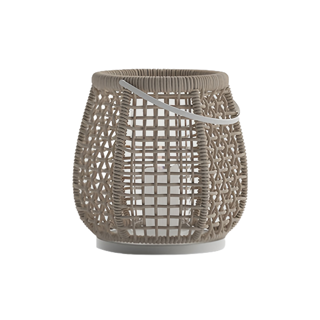Woven Outdoor Lantern Floor Lamp with Handle, Portable Patio Lighting