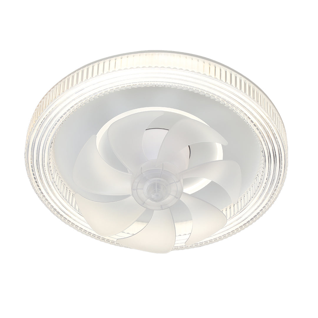 Aura White LED Ceiling Fan with Dimmable Light – Modern Flush Mount