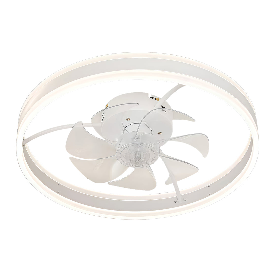 Lumina White Ceiling Fan with Integrated LED Ring Light