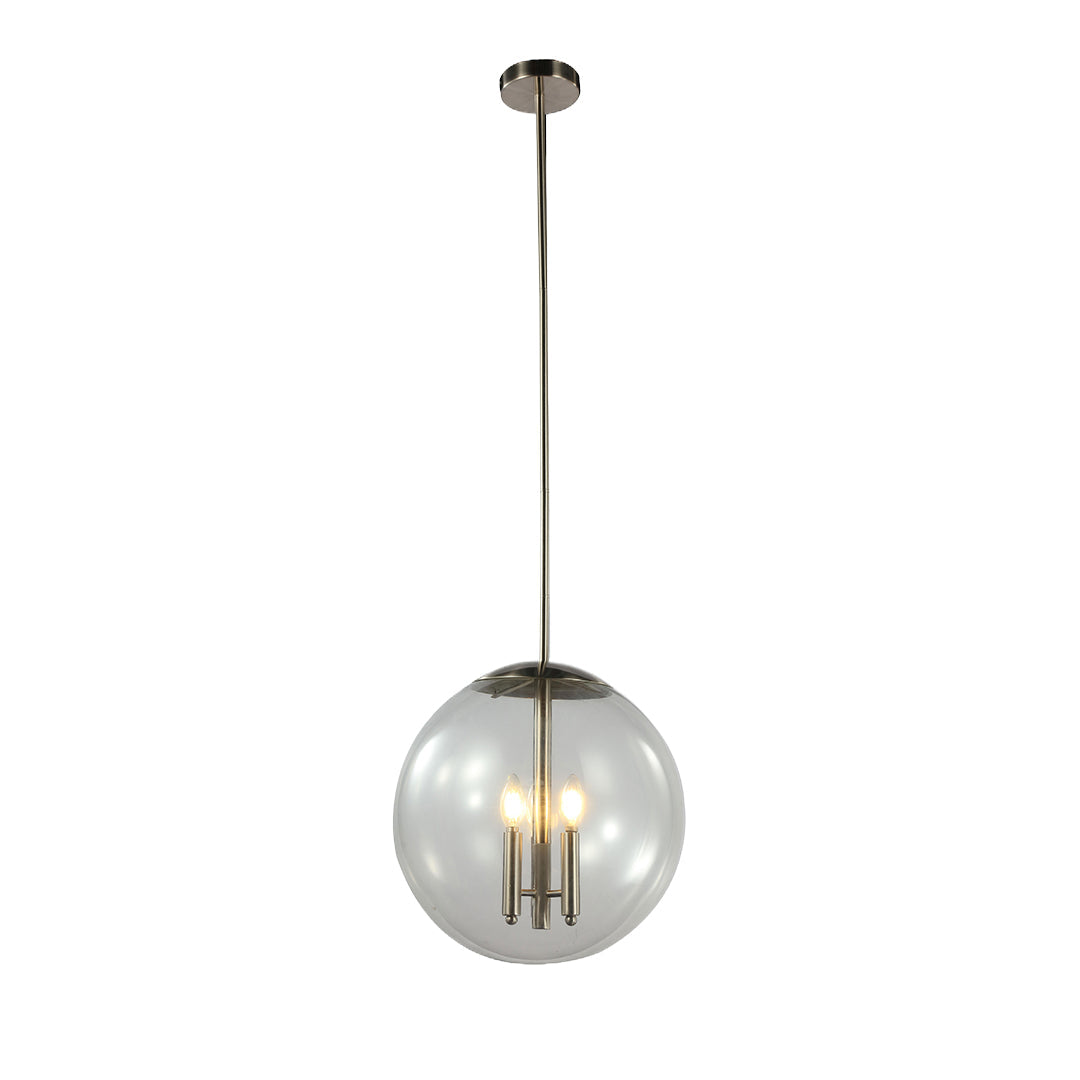 Silver Glass Orb Pendant Light – Modern Adjustable Ceiling Lamp
