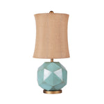 Teal Resin Table Lamp with Brown Fabric Shade – Modern Industrial Designer Lighting