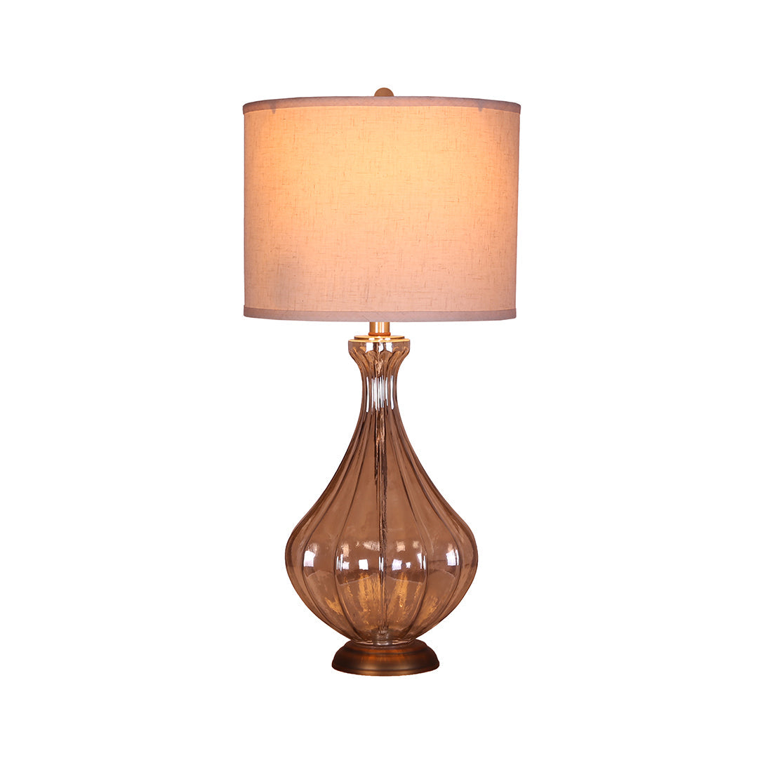 Sculptural Glass Table Lamp with Linen Shade for Refined Interiors