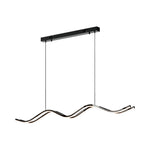 Modern Wavy Black Pendant Light for Kitchen Island, Minimalist LED Linear Suspension