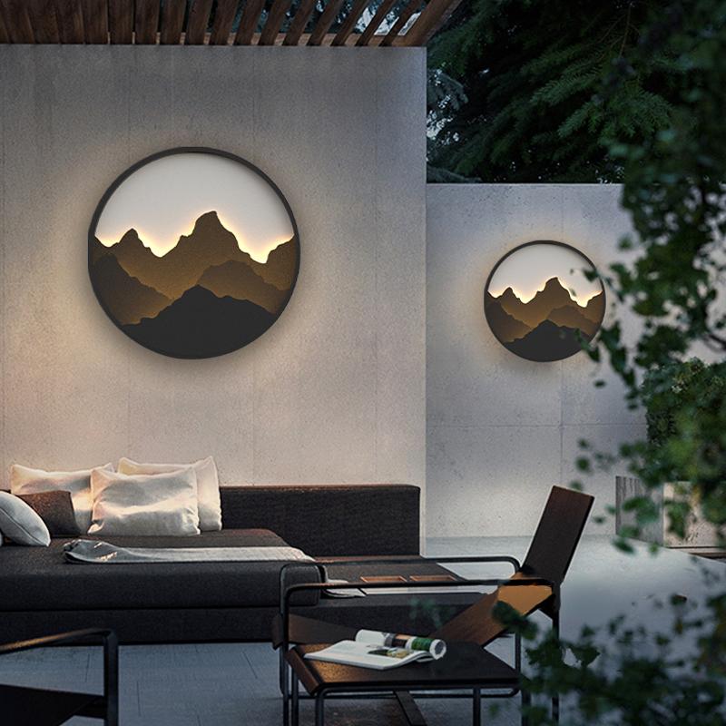 Rustic Mountain Scenery LED Outdoor Wall Light – Waterproof Garden & Patio Lighting