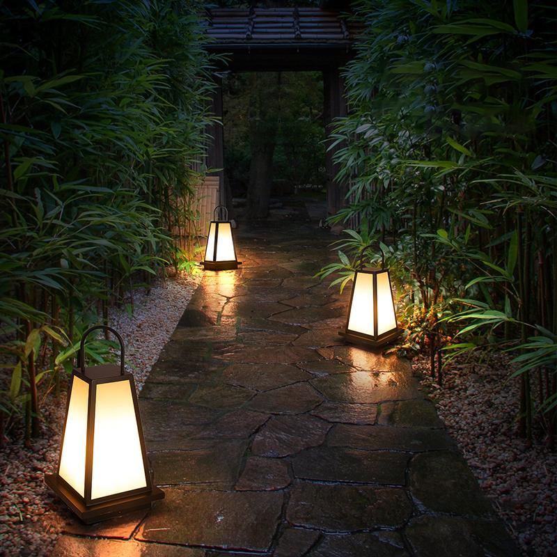 Retro LED Outdoor Lantern in Black, Waterproof Garden & Patio Light
