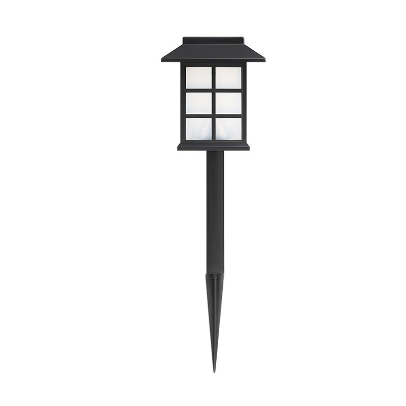 Modern Solar LED Garden Stake Lights, Black Square Pavilion Design for Pathways and Patios