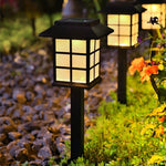 Modern Solar LED Garden Stake Lights, Black Square Pavilion Design for Pathways and Patios
