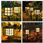 Modern Solar LED Garden Stake Lights, Black Square Pavilion Design for Pathways and Patios
